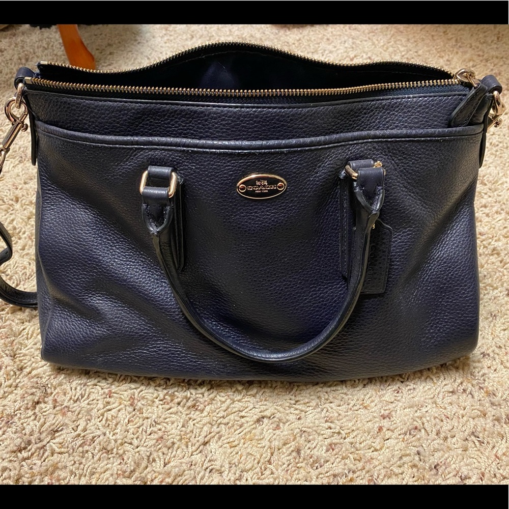 Navy Blue Leather Coach Purse.